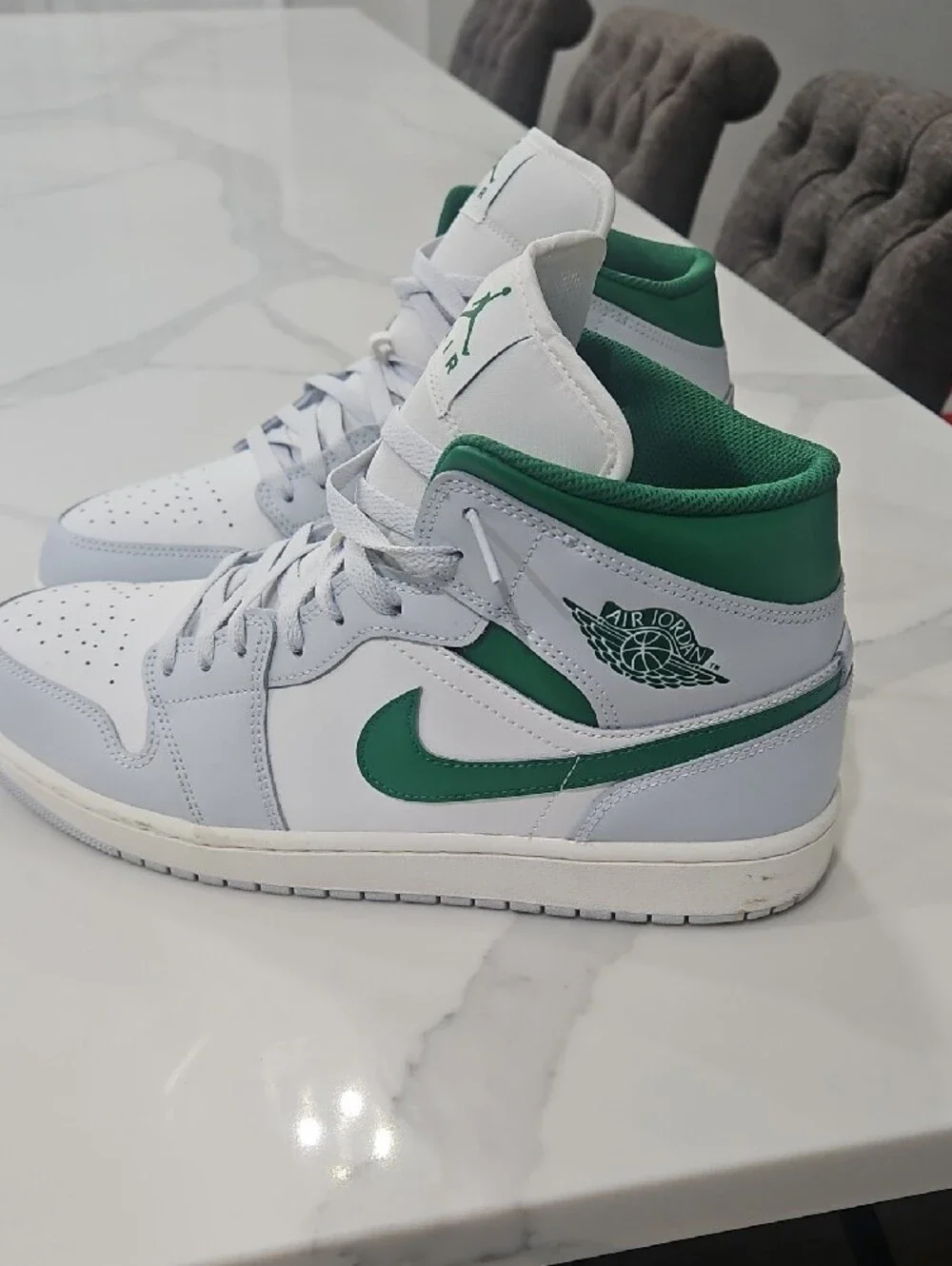 Jordan High-Top Sneakers in White and Green